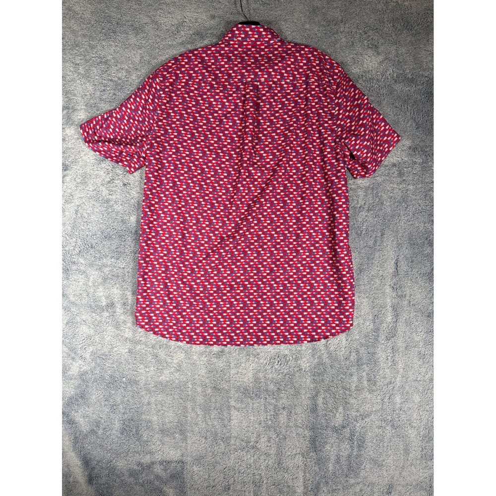 Vineyard Vines Mens Medium Performance Fish Print Short Sleeve Button Down Shirt - Picture 10 of 13